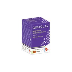 GIMACLAV TAB 500/125 MG CAJA C10 (AMOXICILINA/ACIDO CLAVULANICO)